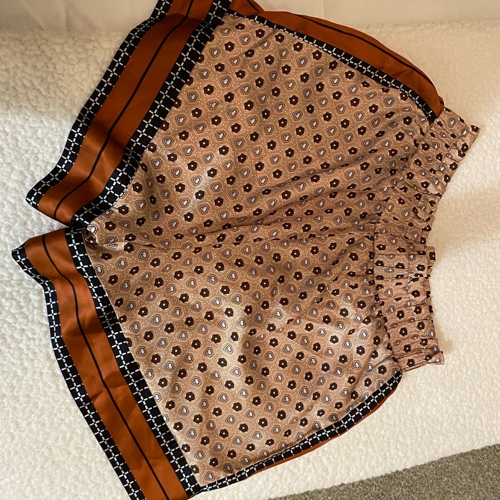 Patterned Brown and Black Shorts